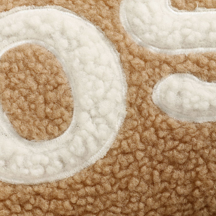 Sherpa Faux-Shearling Lumbar Decorative Pillow Cover with Appliqué Lettering