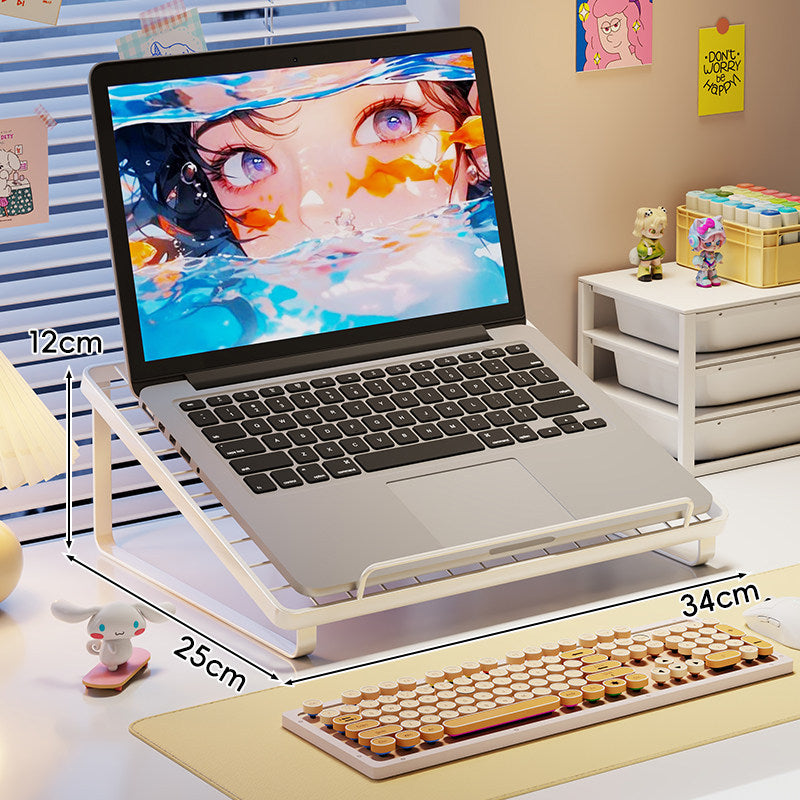 Ergonomic Elevated Metal Laptop Riser Stand with Cooling Vent and Keyboard Storage