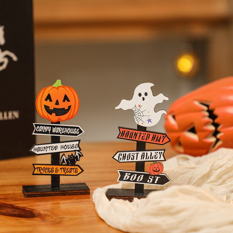 Creative Halloween Decor Sign with Pumpkin Motif