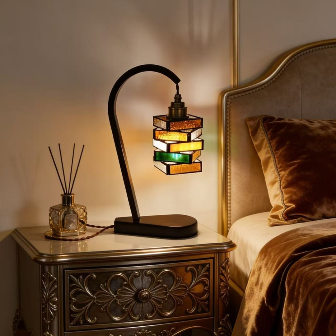 Vintage inspired stained glass table lamp