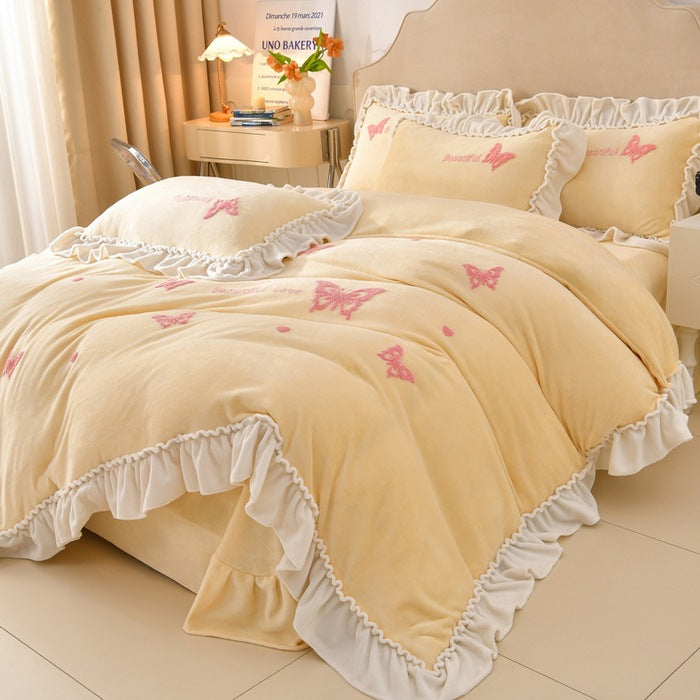 Embroidered Butterfly Cozy Comforter Set