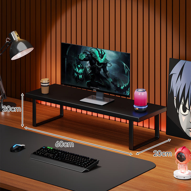 Elevated Solid Wood Ergonomic Monitor Riser Shelf with Metal Frame Stand