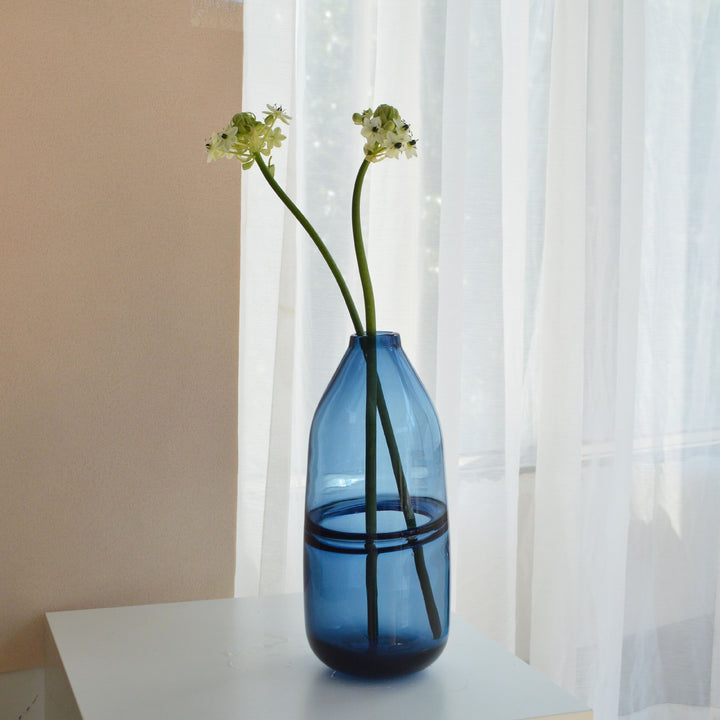 Mid-Sized Hand-Blown Studio Glass Decorative Cylinder Vase with Narrow Neck