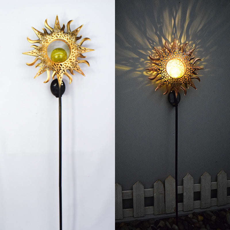 Solar-powered Filigree Crescent Stake Lantern