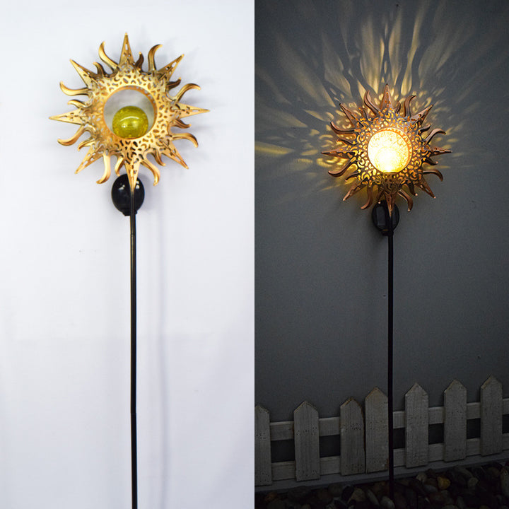 Solar-powered Filigree Crescent Stake Lantern