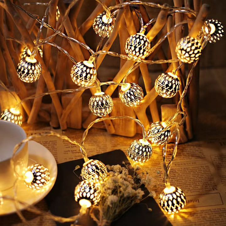 Warm LED mirror mosaic ball decorative string lights