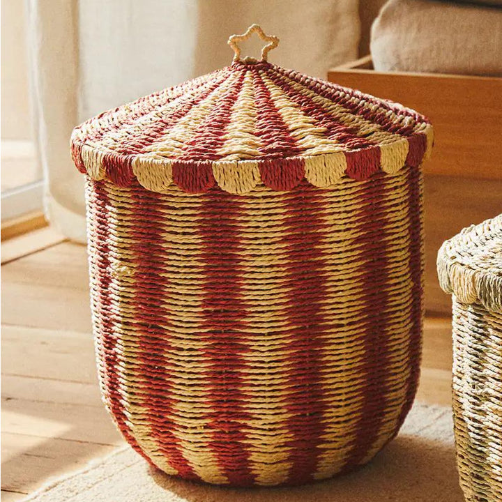Handmade storage basket in playful design