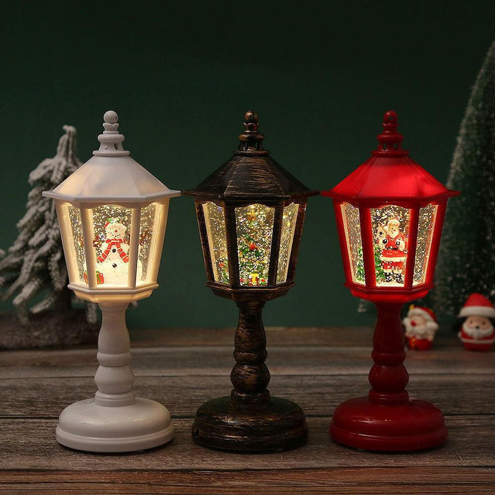 Nostalgic Christmas lantern with moving Santa scene