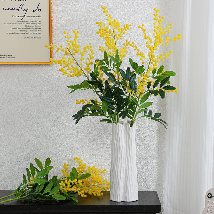 Artificial mimosa branch with detailed flowers and leaves