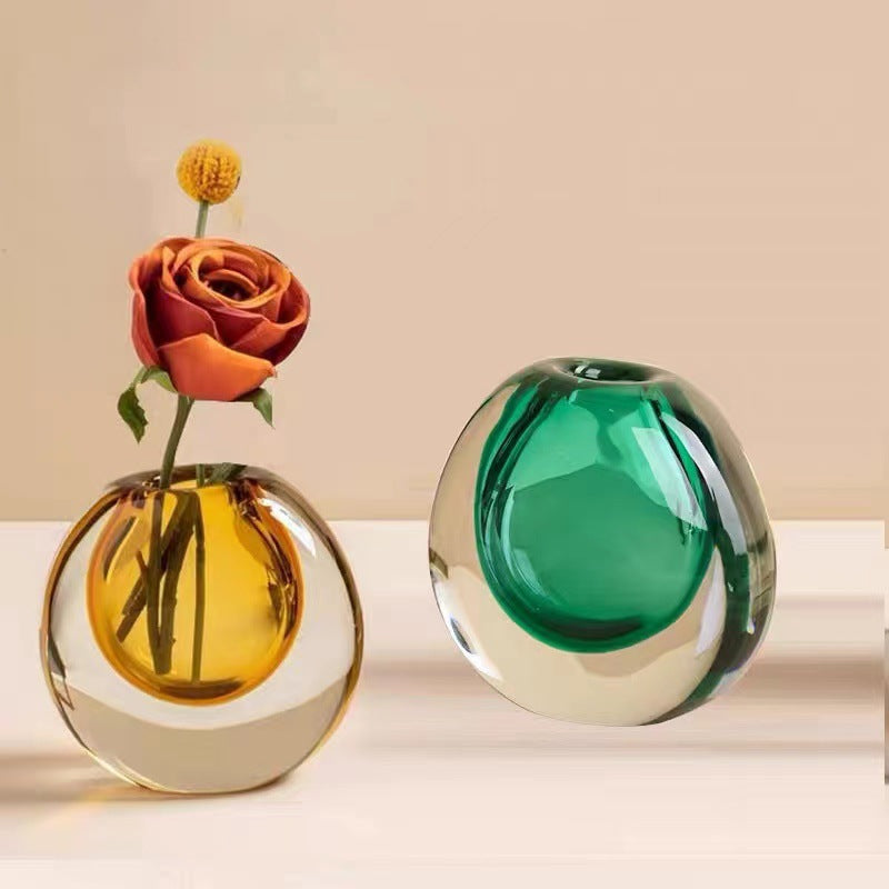 Hand-Blown Smoked Glass Orb Bud Vase