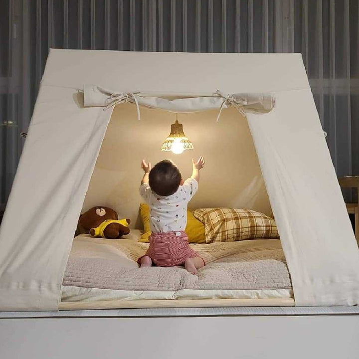 Handmade hanging lamp made of natural material