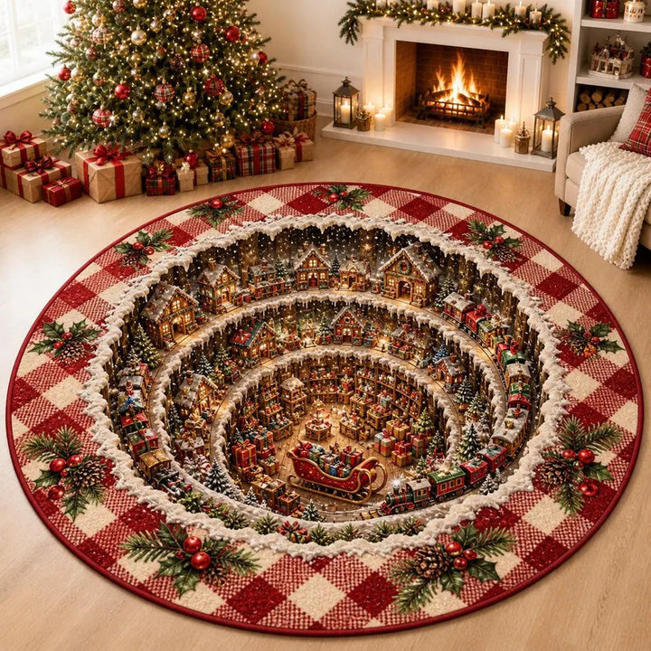 3D Holiday-Themed Circular Area Rug for Home