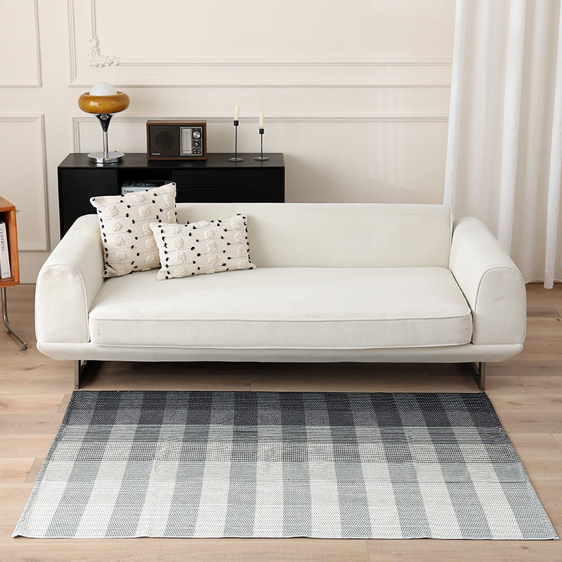 Striped Flat-Woven Cotton Rug in Kilim Style