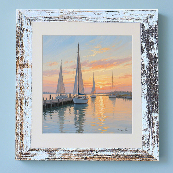 Framed Coastal Sunset Art Display