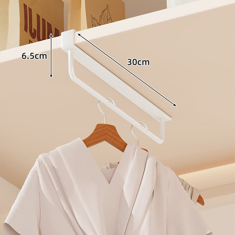 Under-Shelf Slide-Out Multi-Hook Garment Hanging Rail