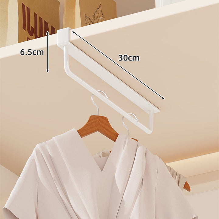 Under-Shelf Slide-Out Multi-Hook Garment Hanging Rail