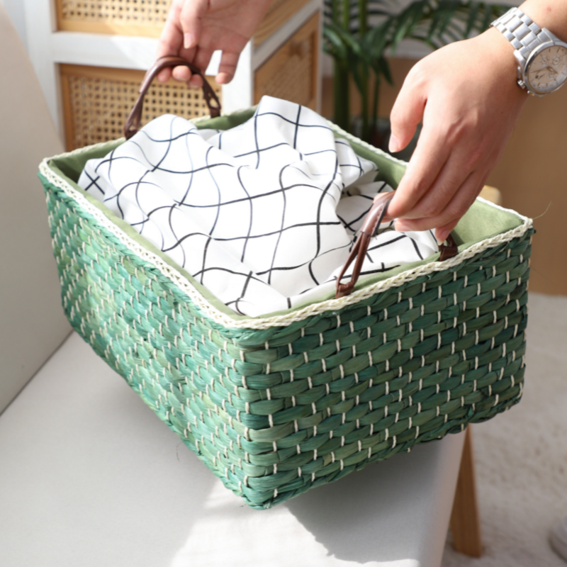 Handcrafted organizer basket with two handles