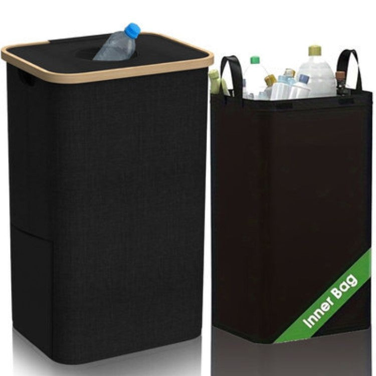 Multifunctional laundry storage box with bamboo lid