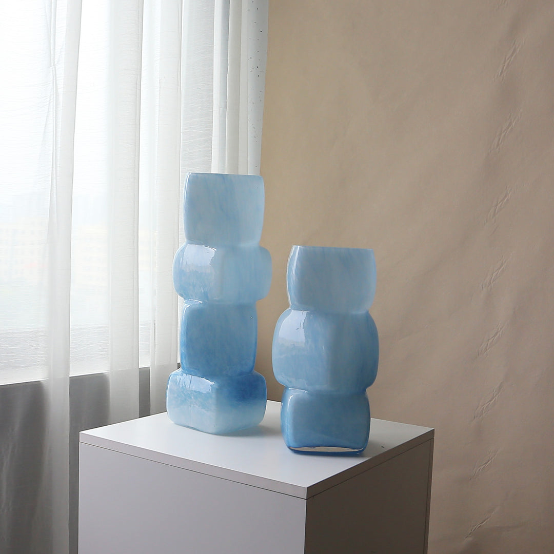 Ceramic Stacked Sculptural Centerpiece Vase with High-Gloss Glaze