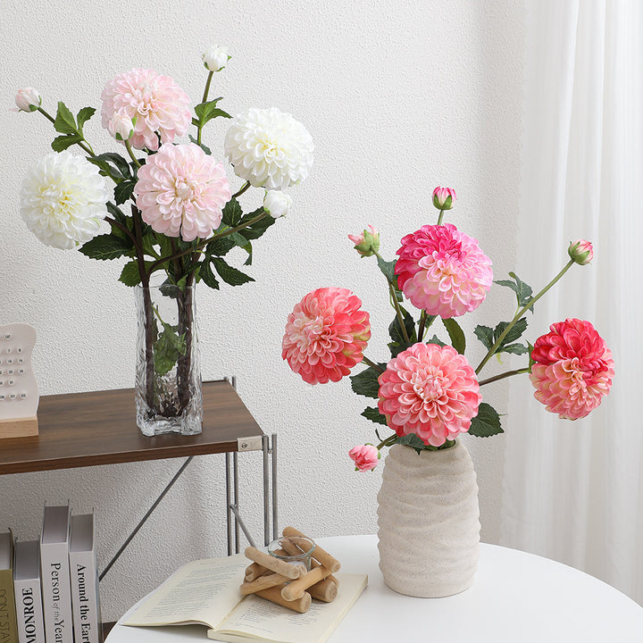 Artificial dahlia flower branch with realistic texture