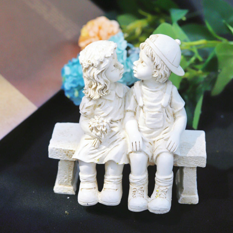 Cute Children Sitting Sculpture
