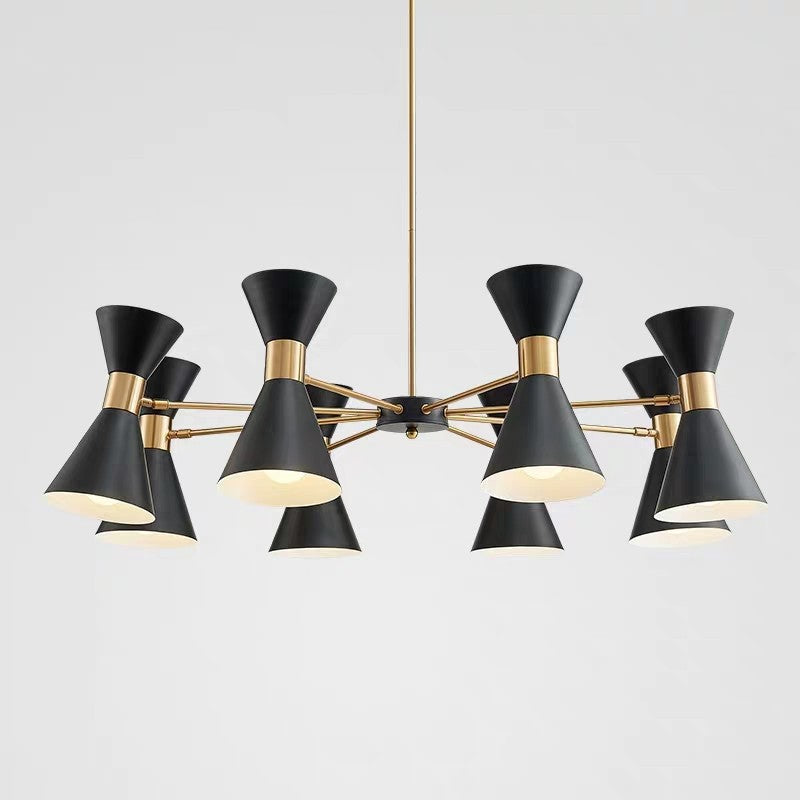 Mid-Century Modern Multi-Arm Cone Shade Chandelier
