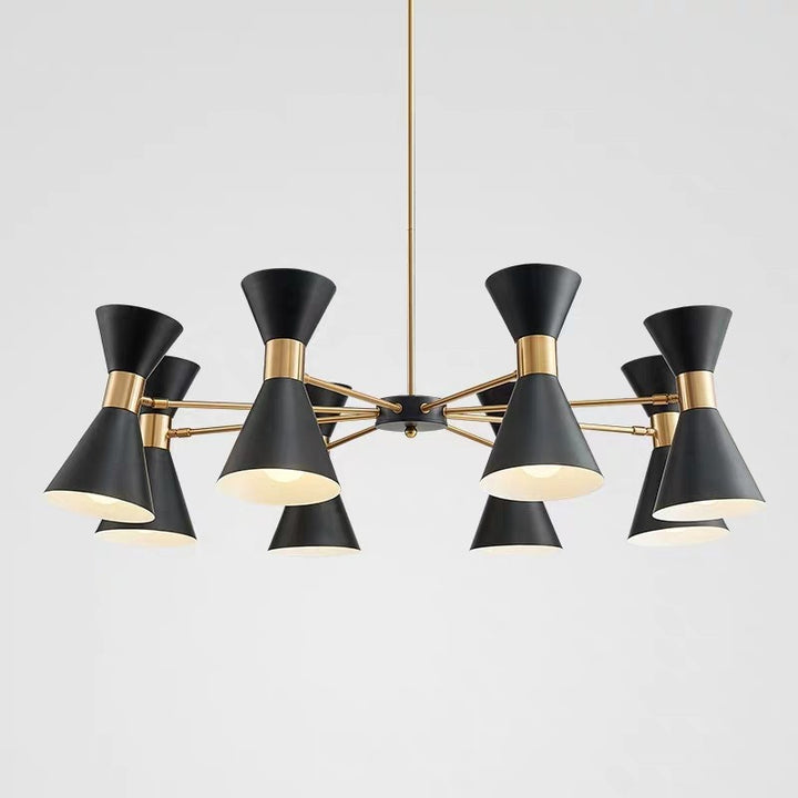 Mid-Century Modern Multi-Arm Cone Shade Chandelier