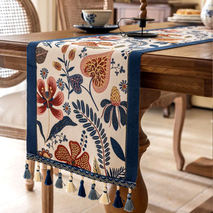 Floral Embroidered Table Runner