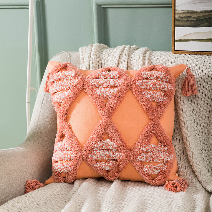 Textured Geometric Throw Pillow for Couch Decoration