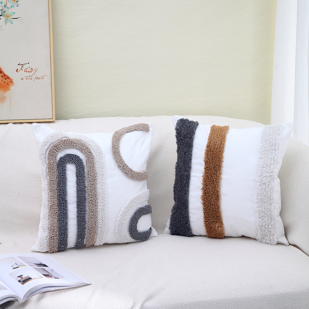 Textured Modern Geometric Throw Pillow