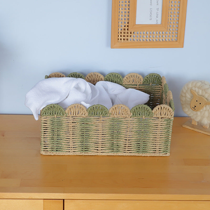 Storage basket with wave rim