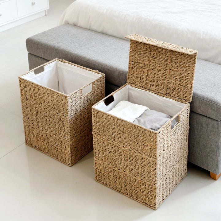High-quality laundry basket with lid and handles