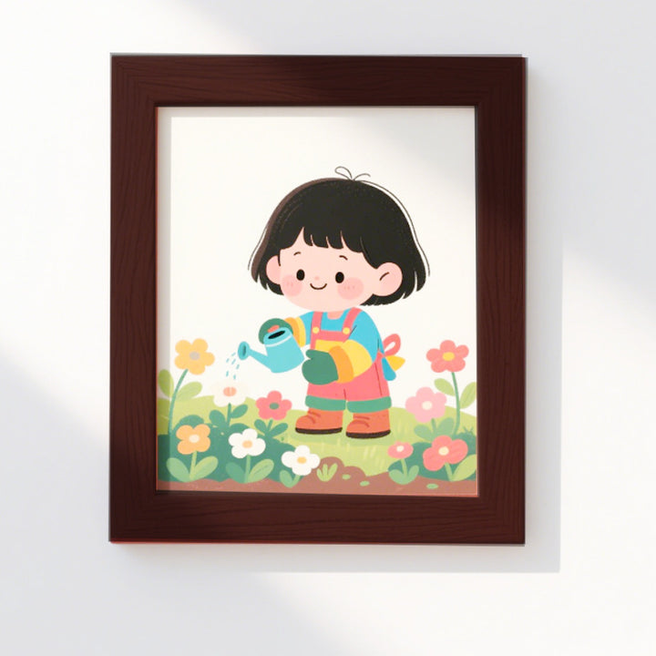 Whimsical Desert Oasis Illustration Wall Art Frame