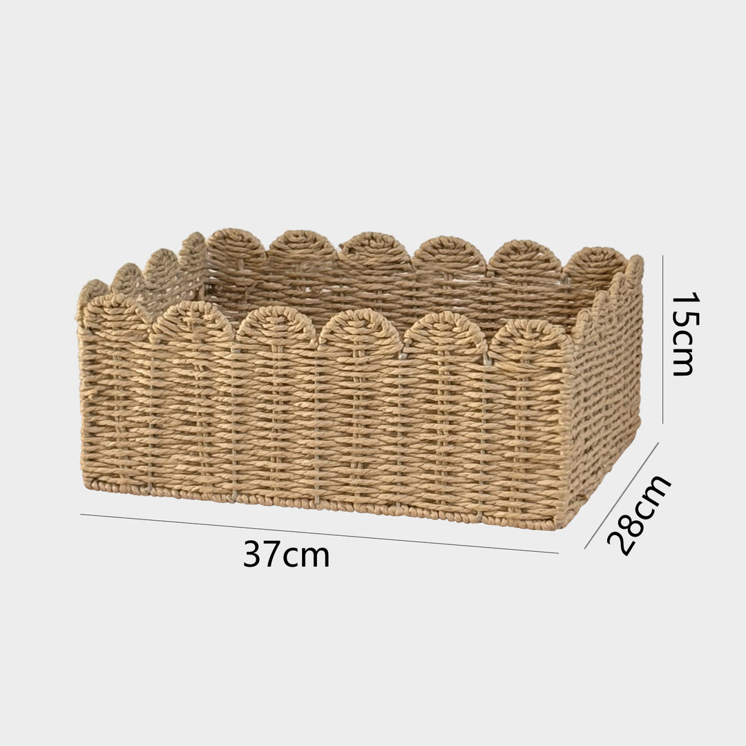 Handcrafted storage basket with playful wave edge