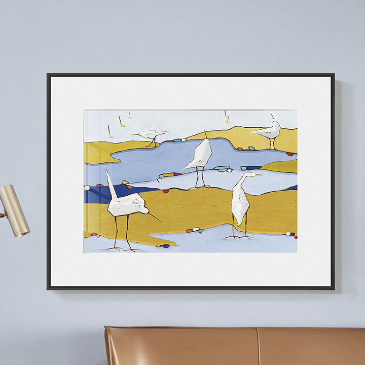 Framed Abstract Coastal Bird Artwork