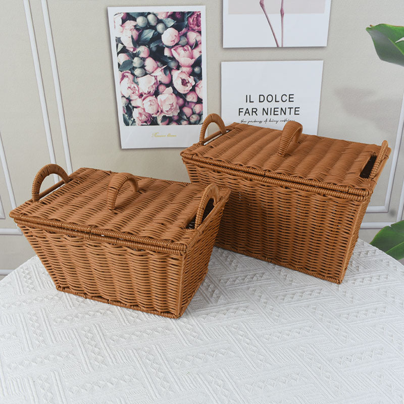 Handcrafted Woven Storage Basket with Lid