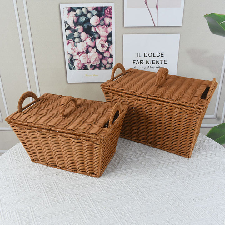 Handcrafted Woven Storage Basket with Lid