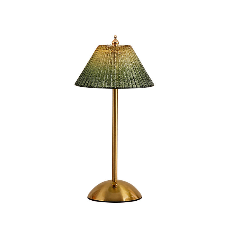 Ribbed glass desk lamp with brushed brass base