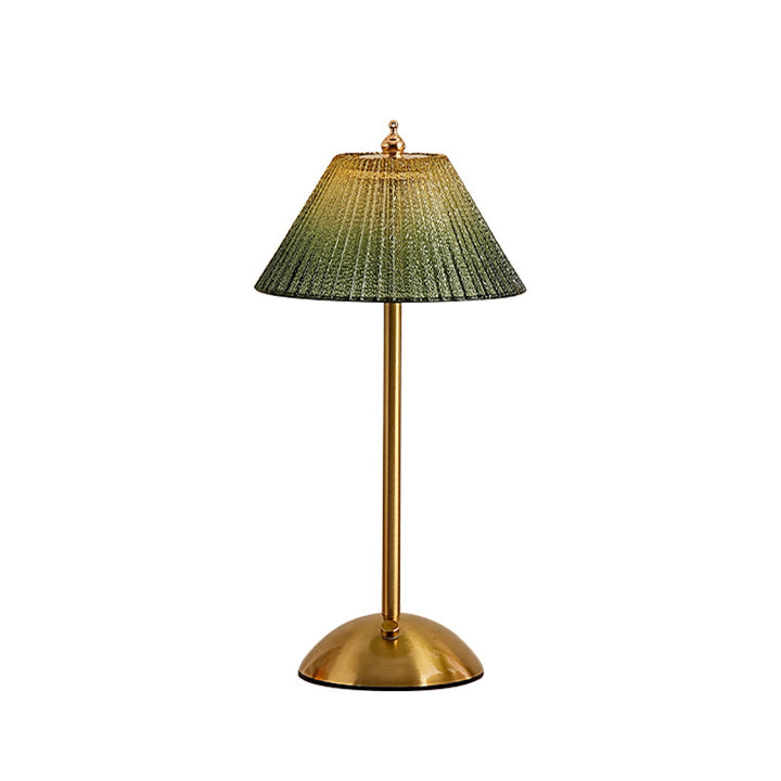Ribbed glass desk lamp with brushed brass base