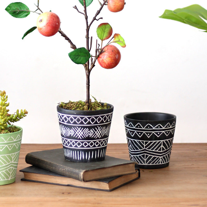 Decorative plant pots in Ethno style