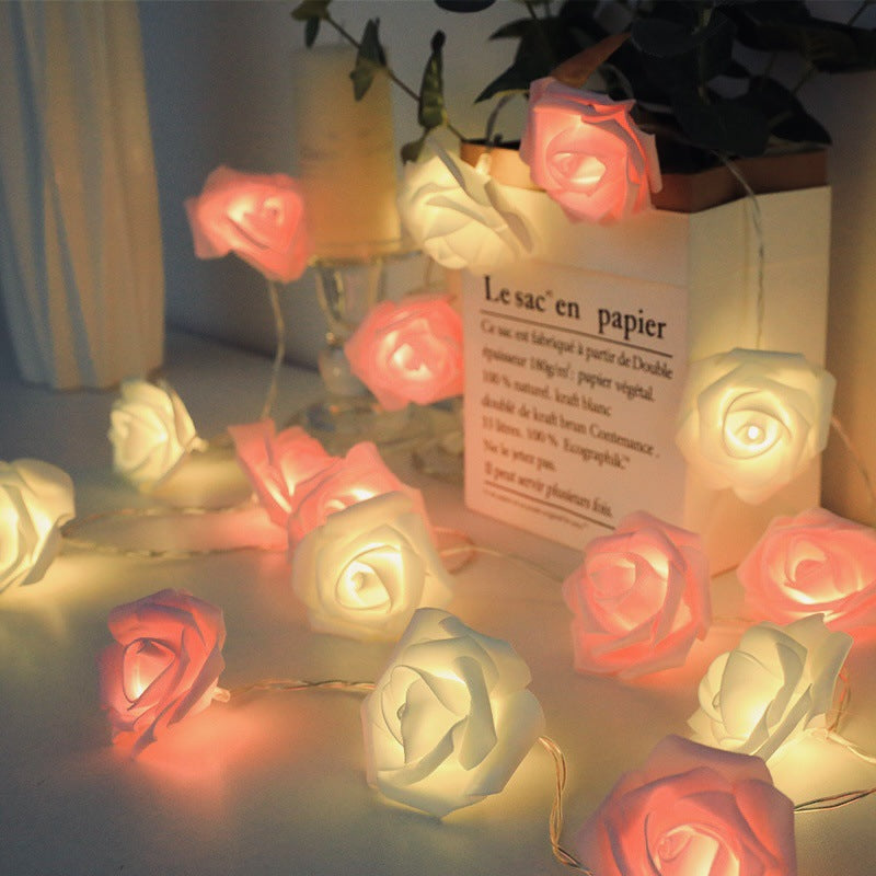 Decorative Foam Rose LED Garland for Table Decorations