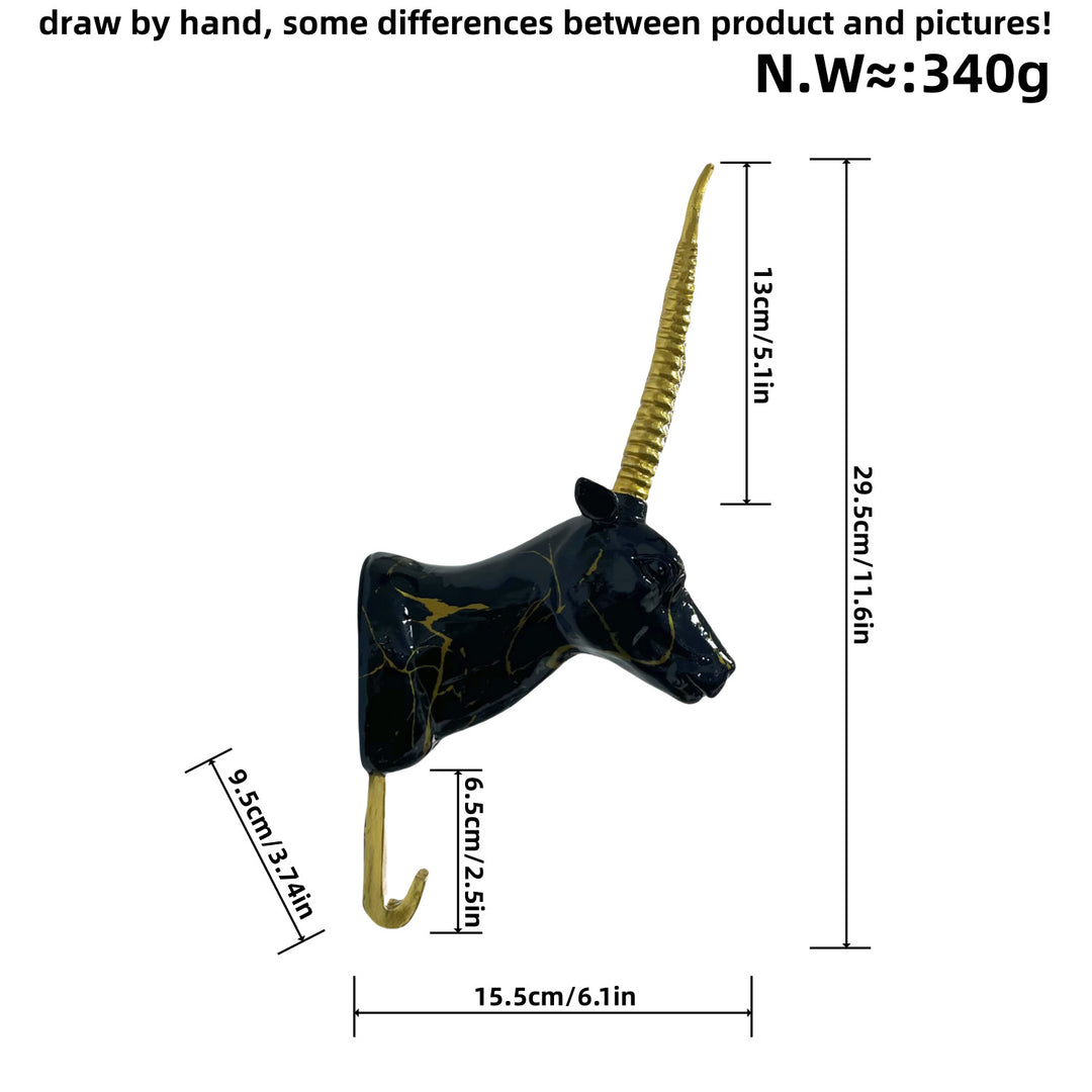 Wall hook in the form of a stylized unicorn