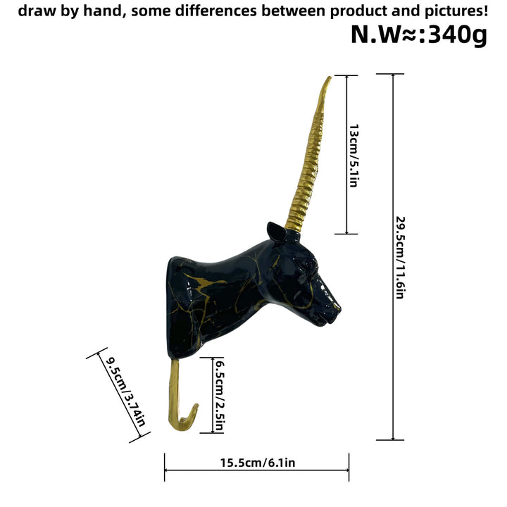 Wall hook in the form of a stylized unicorn
