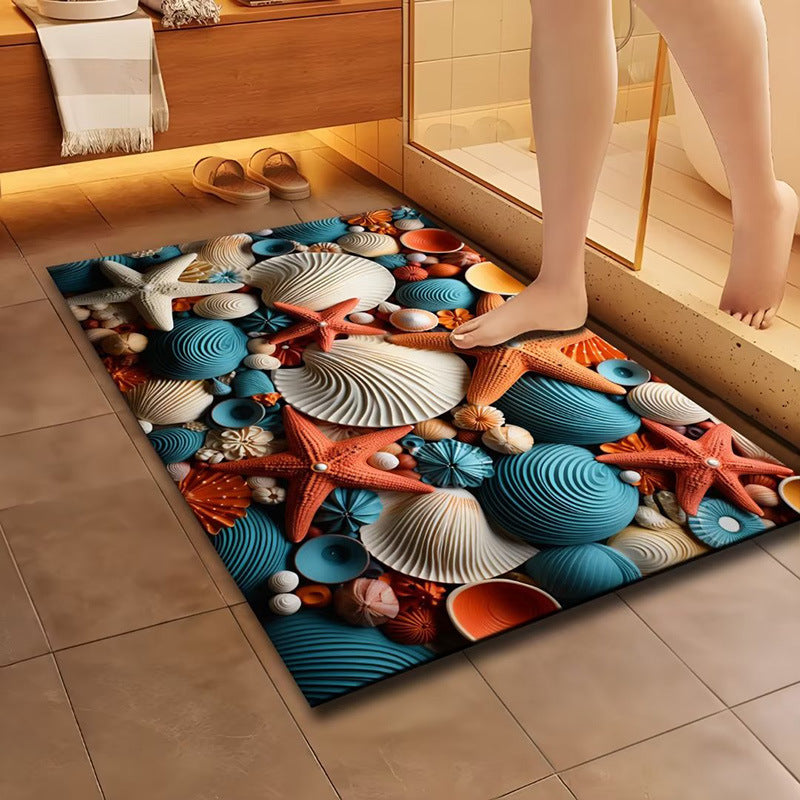 Artistic Floral Design Bath Mat