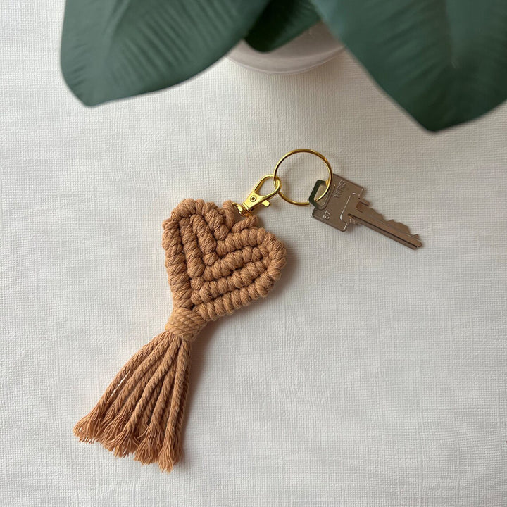 Macrame Heart Keychain Holder