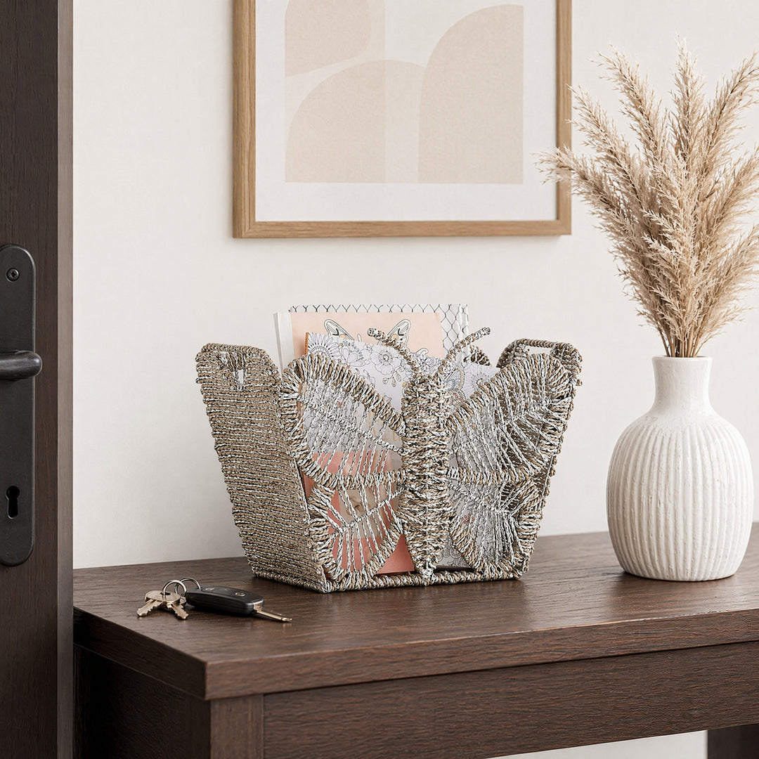 Decorative storage basket with butterfly design