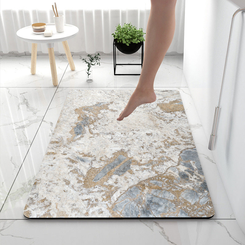Soft Print Abstract Marble Bath Mat