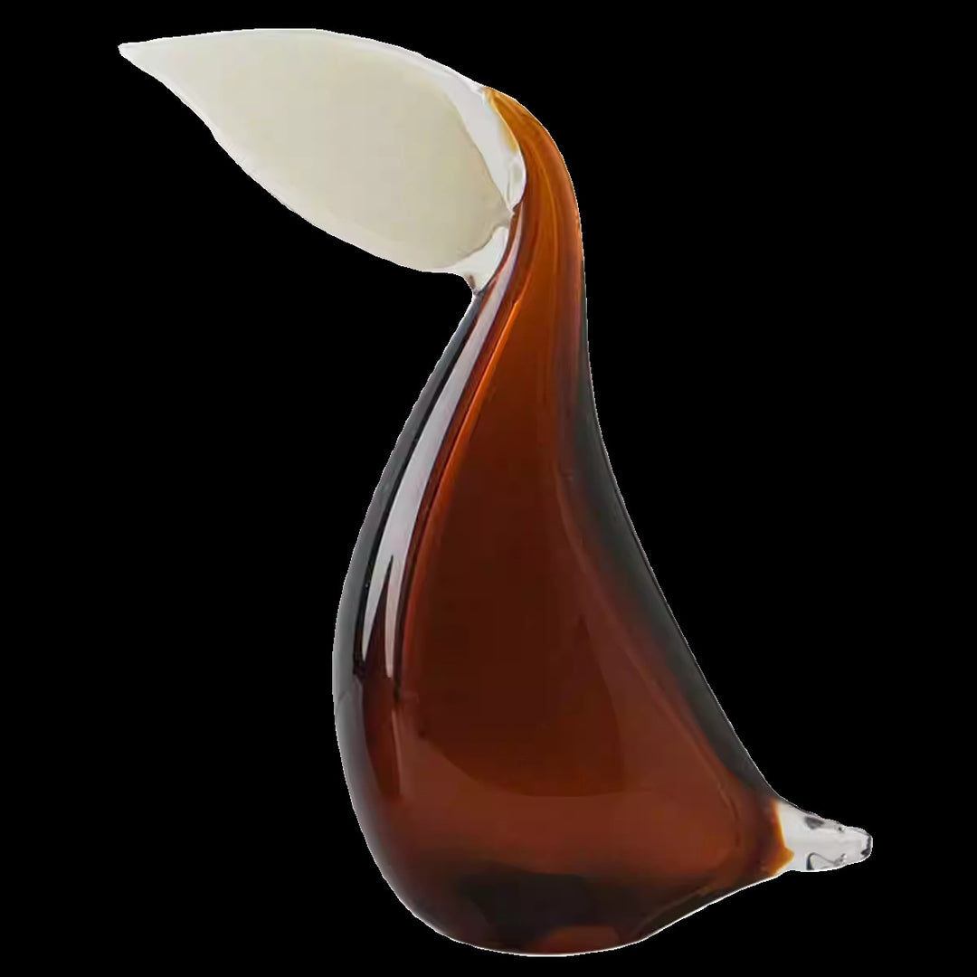 Hand-Blown Curvilinear Tabletop Glass Sculpture with Organic Loop Form