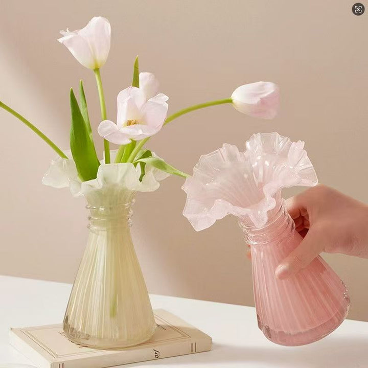 Elegant Ruffled Glass Vase