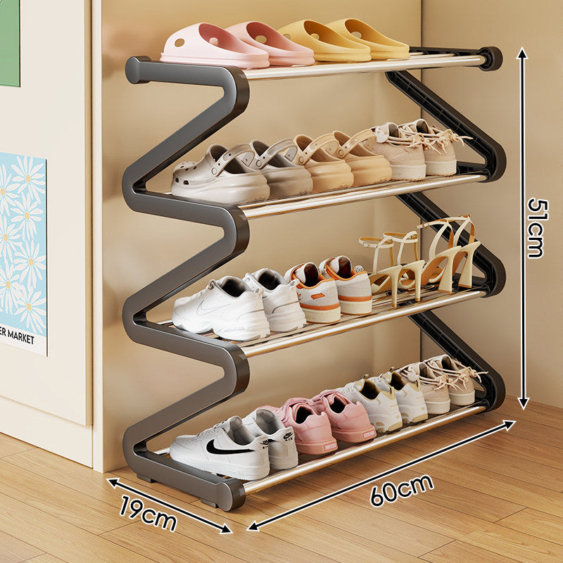 Compact Zigzag Multi-Tier Vertical Shoe Storage Rack